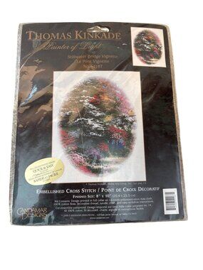 Cross Stitch Kit Thomas Kinkade Stillwater Bridge 8" X 10" Candamar Designs New